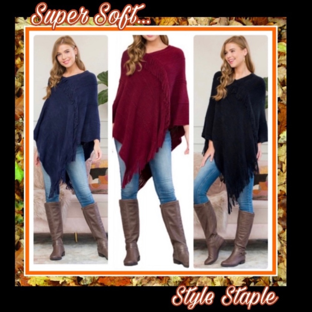 Super Soft Poncho Cascading Fringe